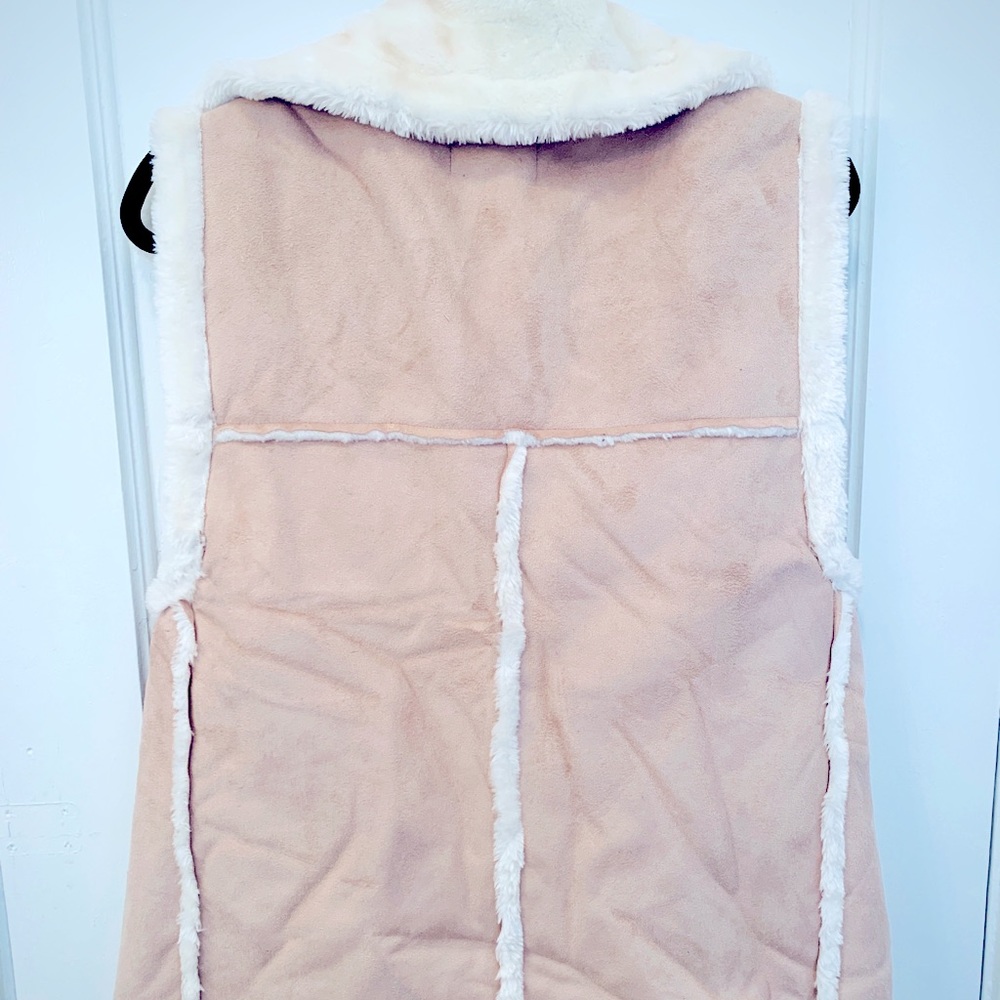 Light Pink Fur-lined Suede Fashion Vest